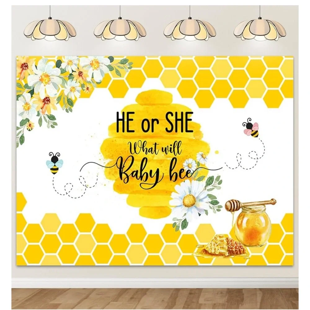 What Will Baby Bee Gender Reveal Backdrop